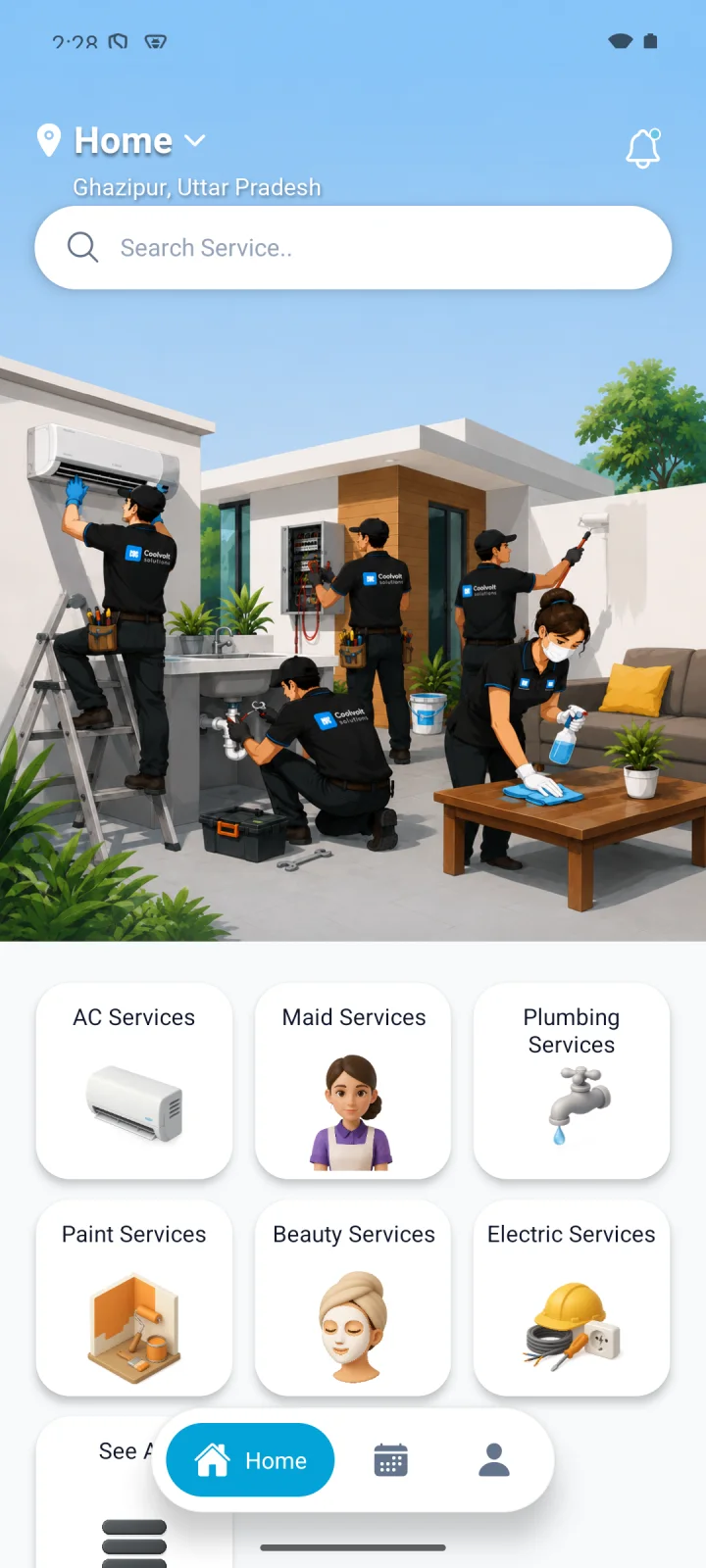The CoolVolt app home screen in Ghazipur
